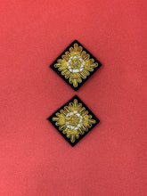 Police Shoulder Epaulettes Rank Gold Pips Hand Embroidered Bullion Wire Rank Pips Pair